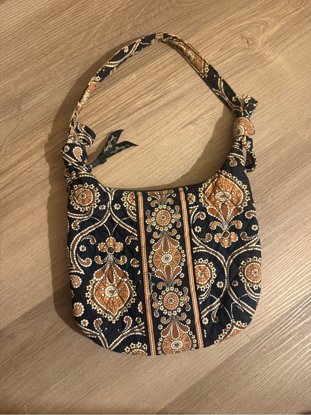 Vera Bradley Black, Tan & Cream Paisley Quilted Shoulder Bag
